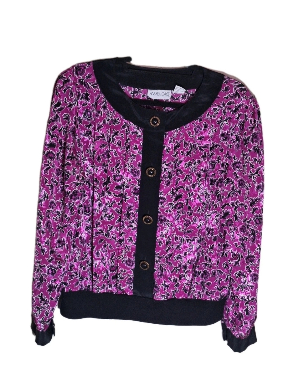 Andrea Gayle Vintage Purple Fuchsia Metallic Cardigan No Size Tag Est. Size M/L